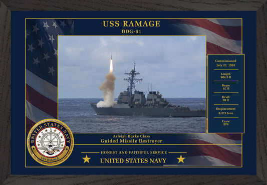 USS Ramage DDG-61 Framed Patriotic Photo