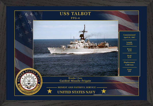 USS Talbot FFG-4 Framed Patriotic Photo