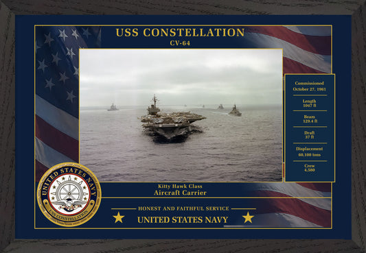 USS Constellation CV-64 Framed Patriotic Photo