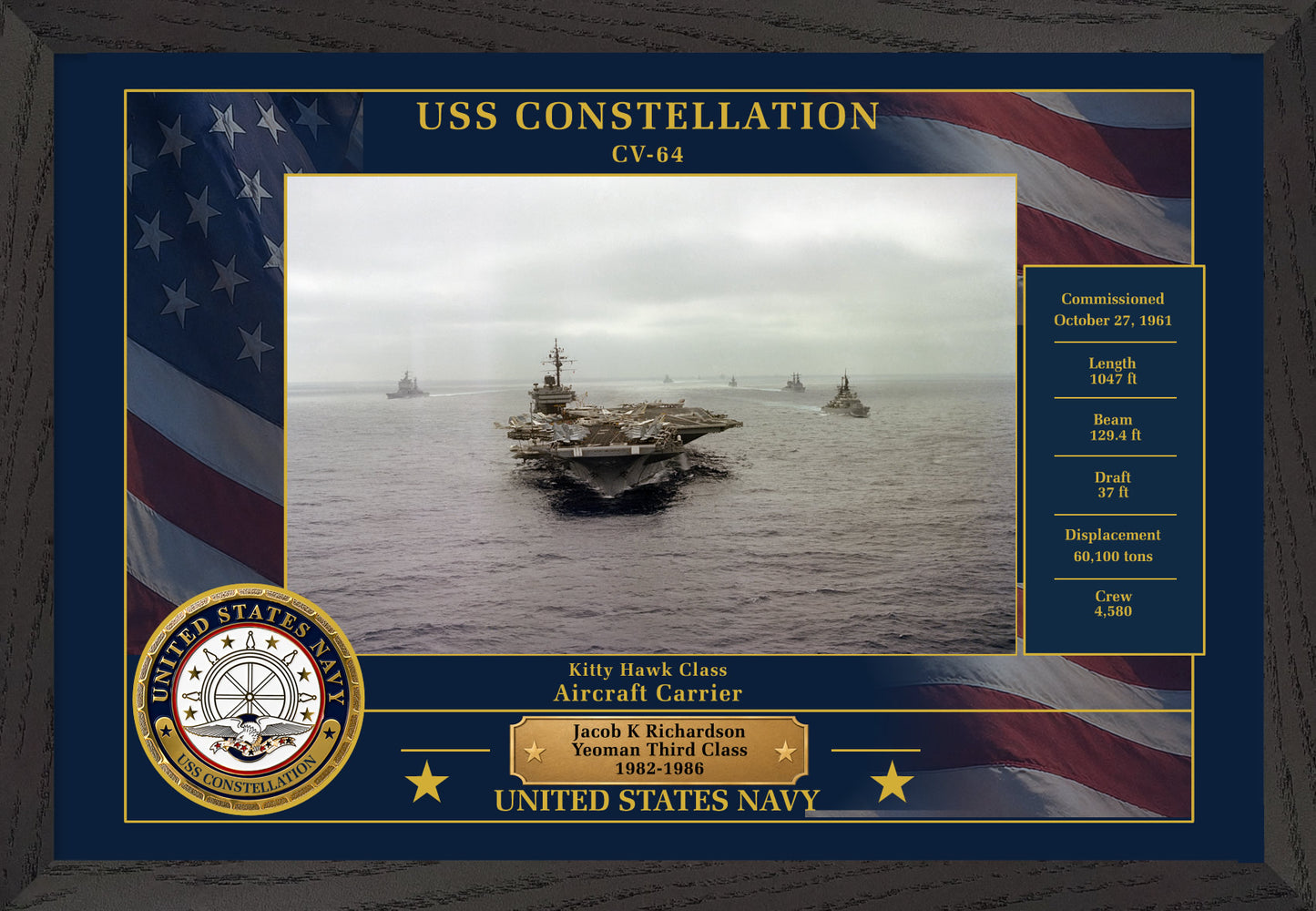 USS Constellation CV-64 Framed Patriotic Photo