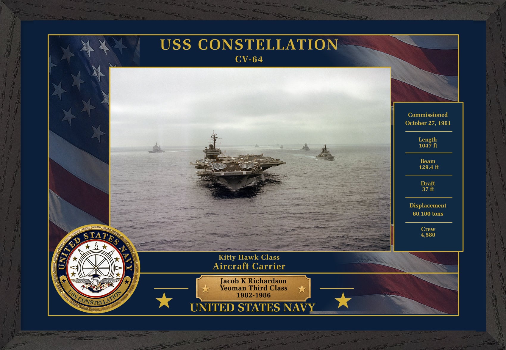 USS Constellation CV-64 Framed Patriotic Photo