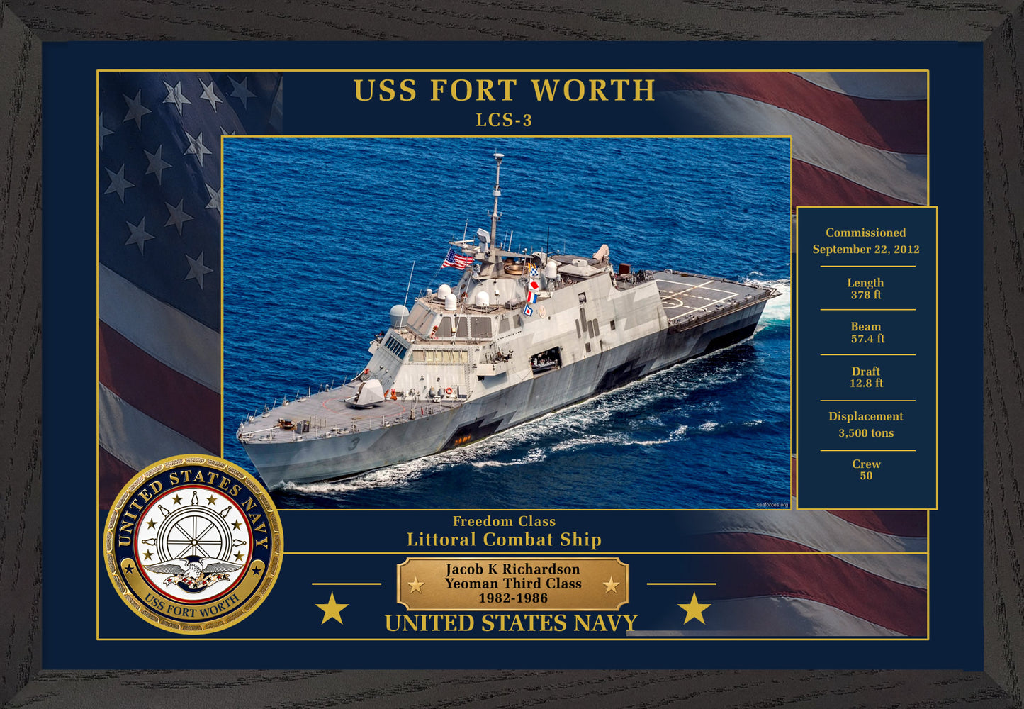 USS Fort Worth LCS-3 Framed Patriotic Photo