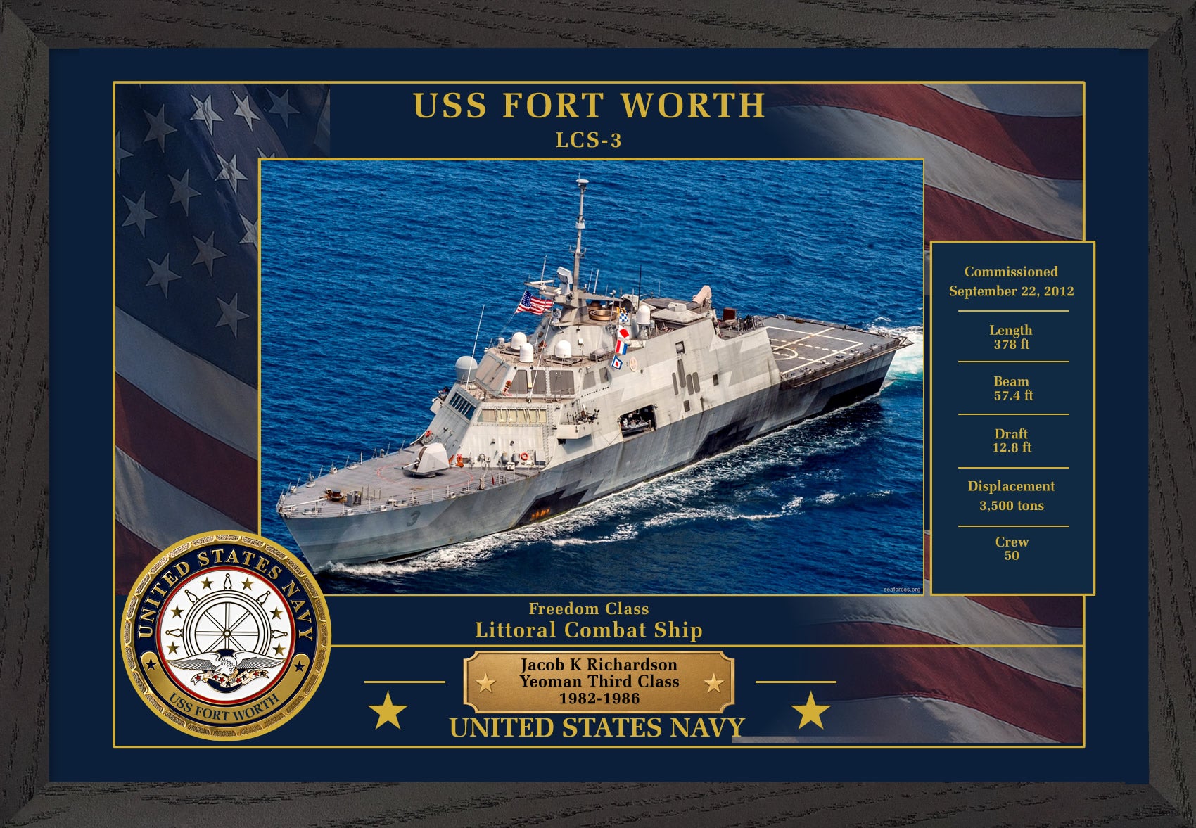 USS Fort Worth LCS-3 Framed Patriotic Photo