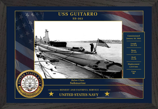 USS Guitarro SS-363 Framed Patriotic Photo