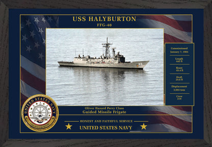 USS Halyburton FFG-40 Framed Patriotic Photo
