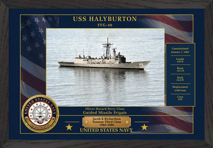 USS Halyburton FFG-40 Framed Patriotic Photo