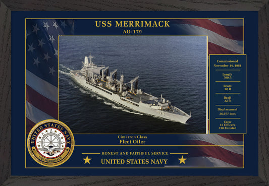 USS Merrimack AO-179 Framed Patriotic Photo