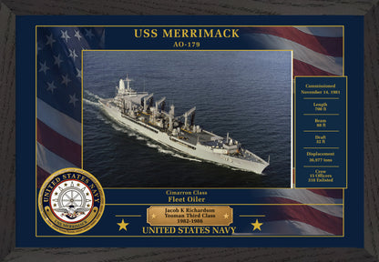 USS Merrimack AO-179 Framed Patriotic Photo