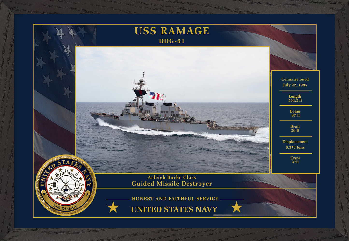 USS Ramage DDG-61 Framed Patriotic Photo