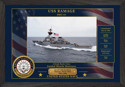 USS Ramage DDG-61 Framed Patriotic Photo