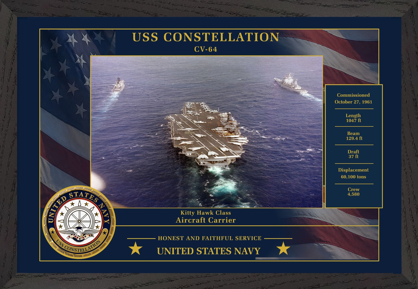USS Constellation CV-64 Framed Patriotic Photo