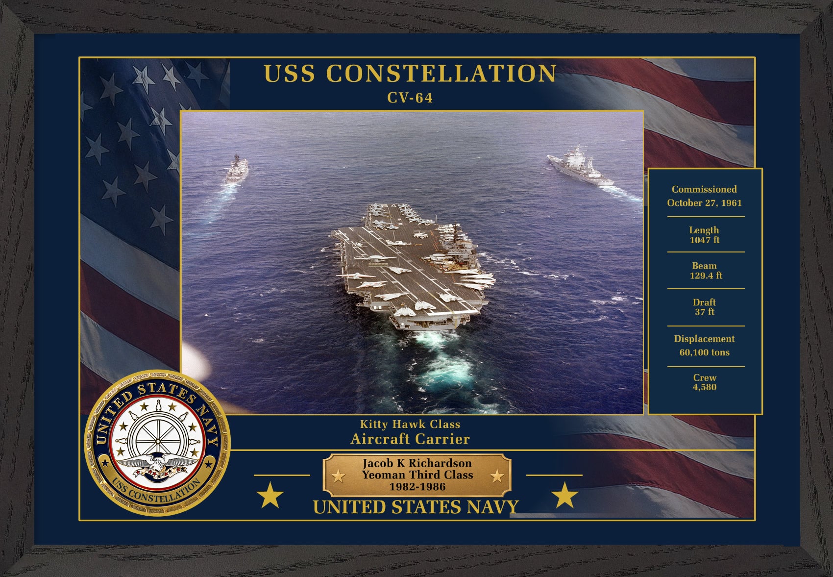 USS Constellation CV-64 Framed Patriotic Photo