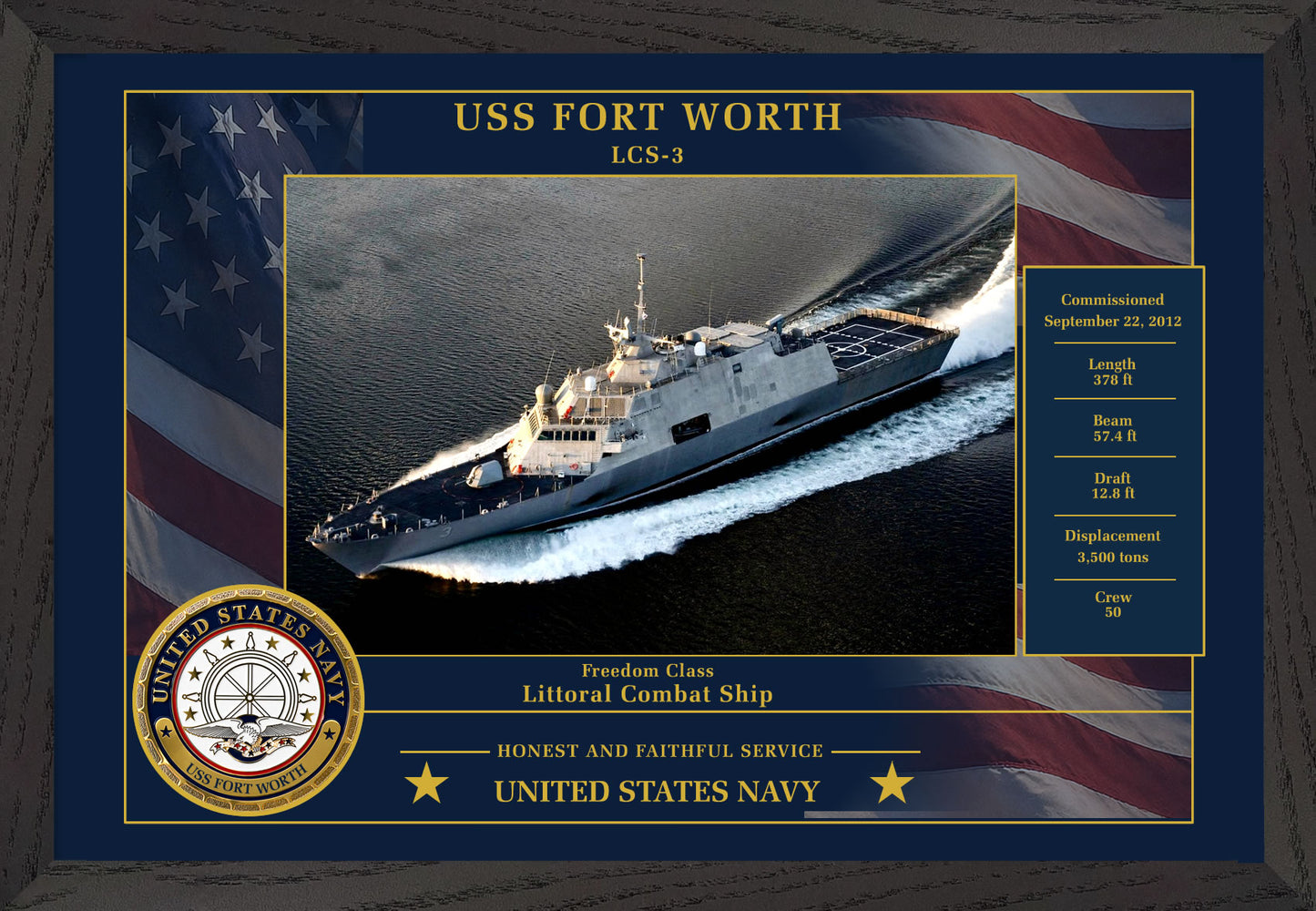 USS Fort Worth LCS-3 Framed Patriotic Photo