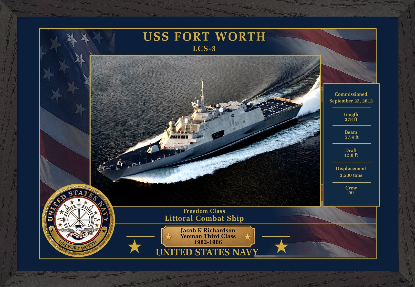USS Fort Worth LCS-3 Framed Patriotic Photo