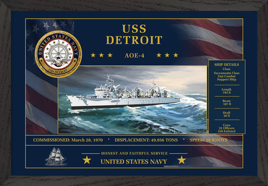 USS Detroit AOE-4 Framed Patriotic Art
