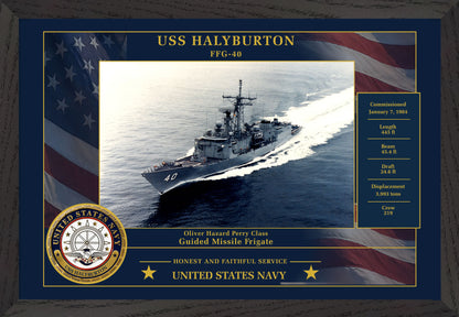 USS Halyburton FFG-40 Framed Patriotic Photo