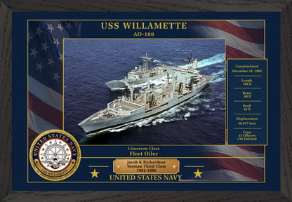 USS Willamette AO-180 Framed Patriotic Photo