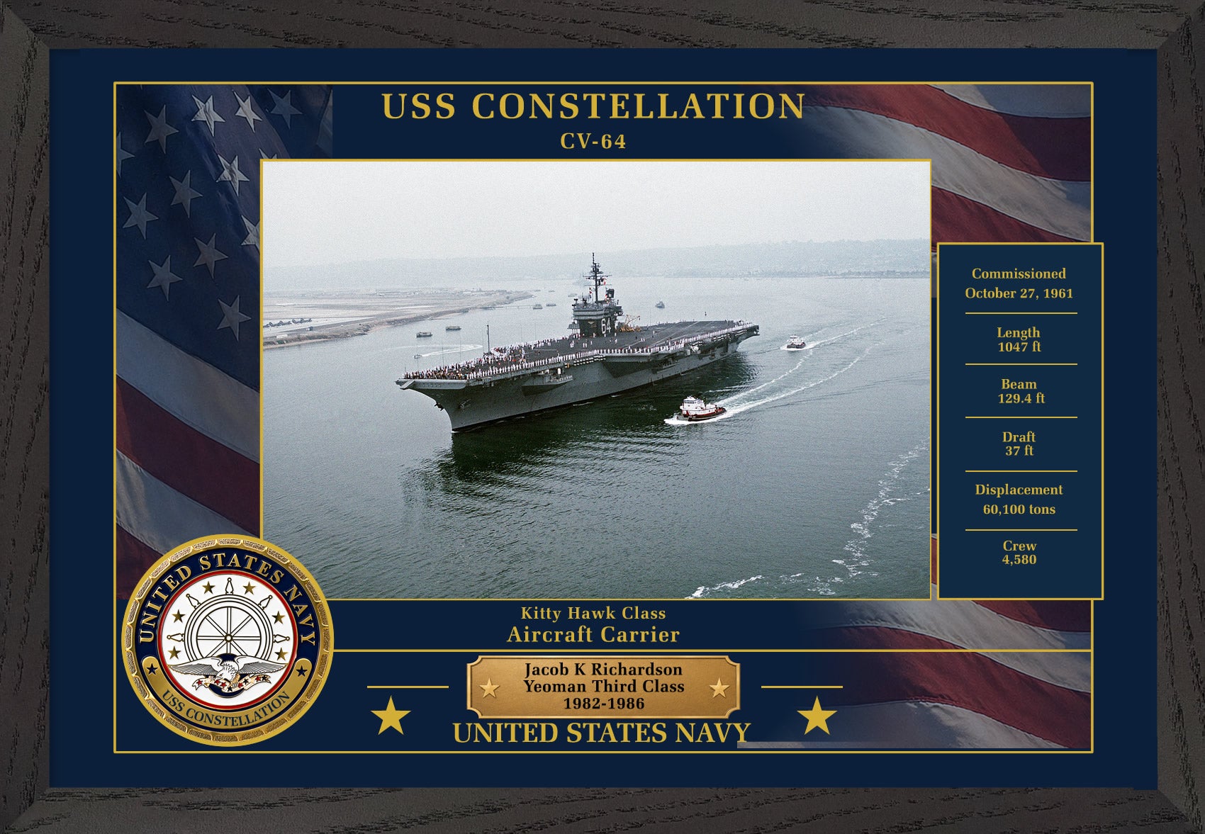 USS Constellation CV-64 Framed Patriotic Photo
