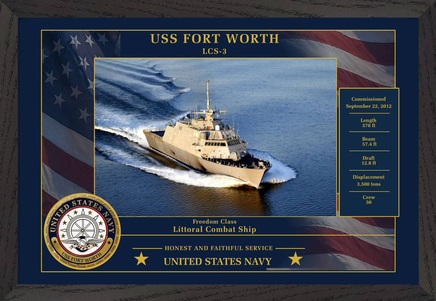 USS Fort Worth LCS-3 Framed Patriotic Photo