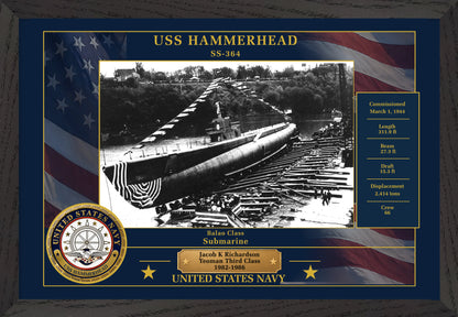 USS Hammerhead SS-364 Framed Patriotic Photo
