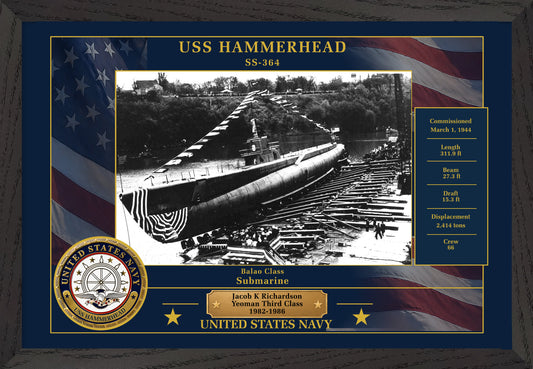 USS Hammerhead SS-364 Framed Patriotic Photo