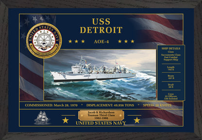 USS Detroit AOE-4 Framed Patriotic Art