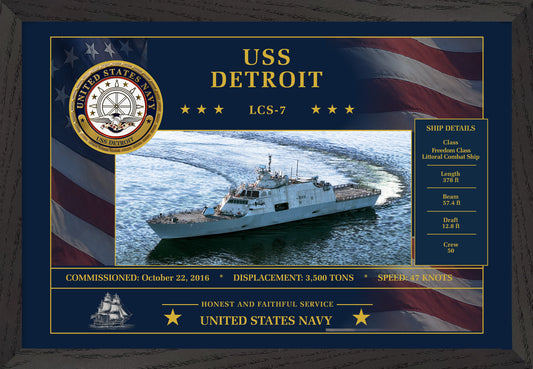 USS Detroit LCS-7 Framed Patriotic Art
