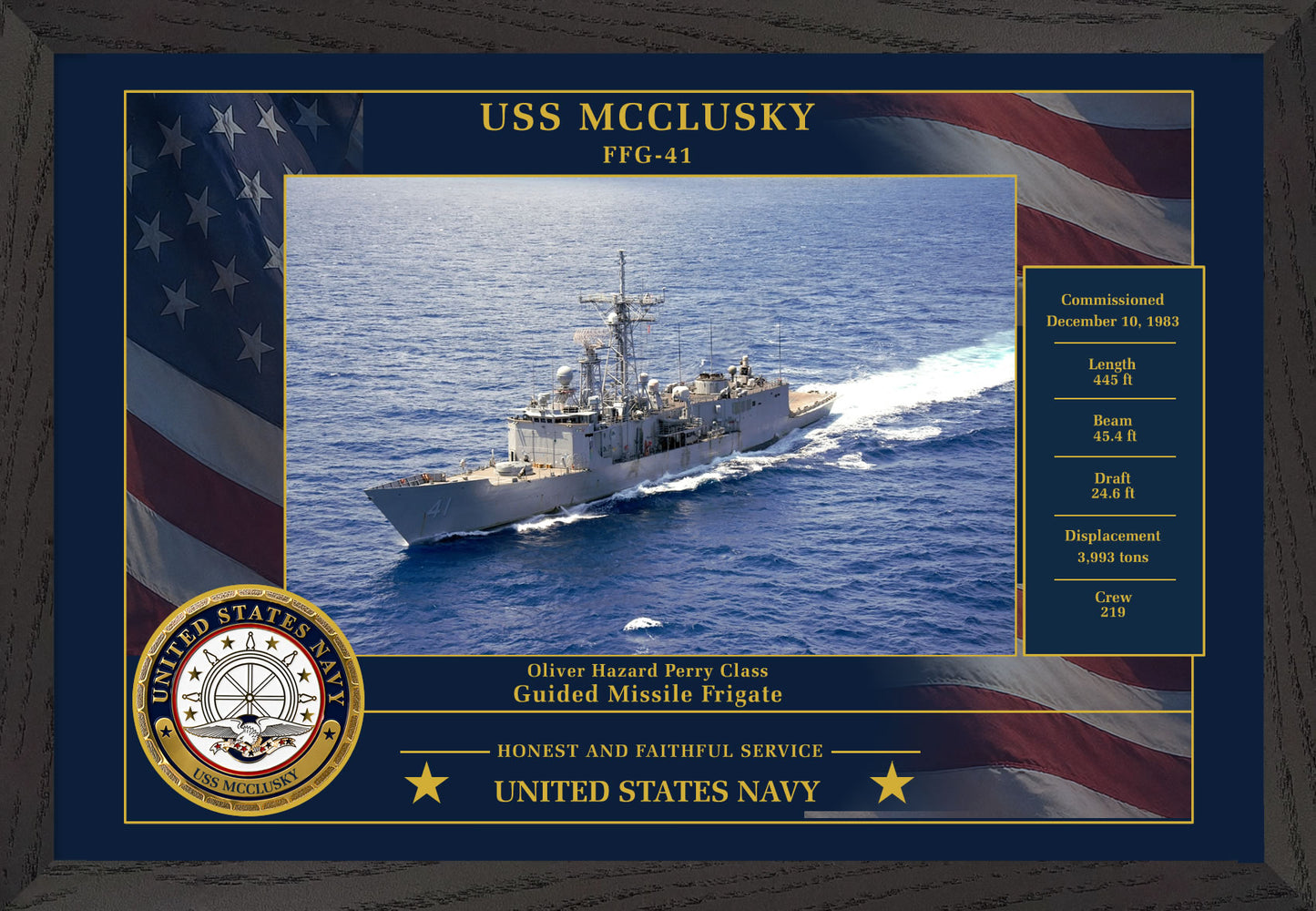 USS Mcclusky FFG-41 Framed Patriotic Photo