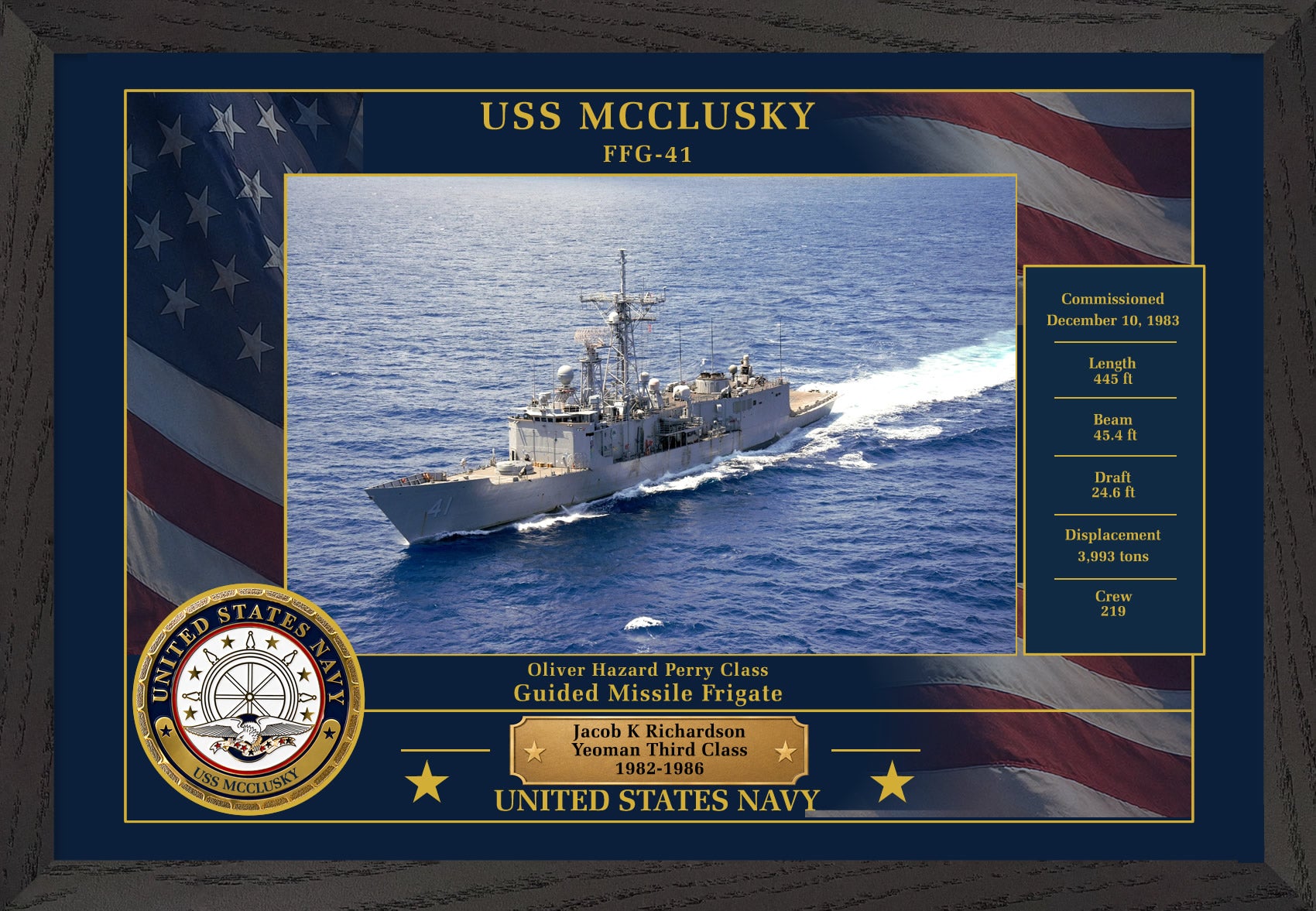 USS Mcclusky FFG-41 Framed Patriotic Photo