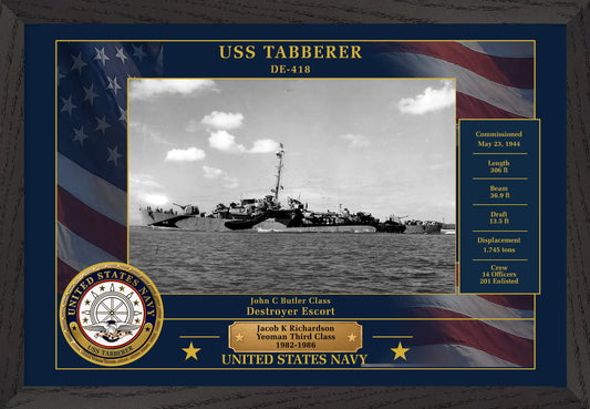 USS Tabberer DE-418 Framed Patriotic Photo