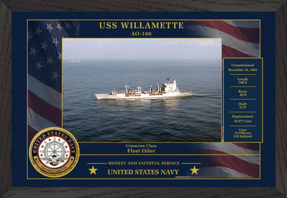 USS Willamette AO-180 Framed Patriotic Photo