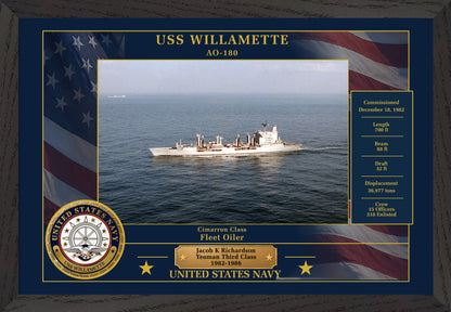 USS Willamette AO-180 Framed Patriotic Photo