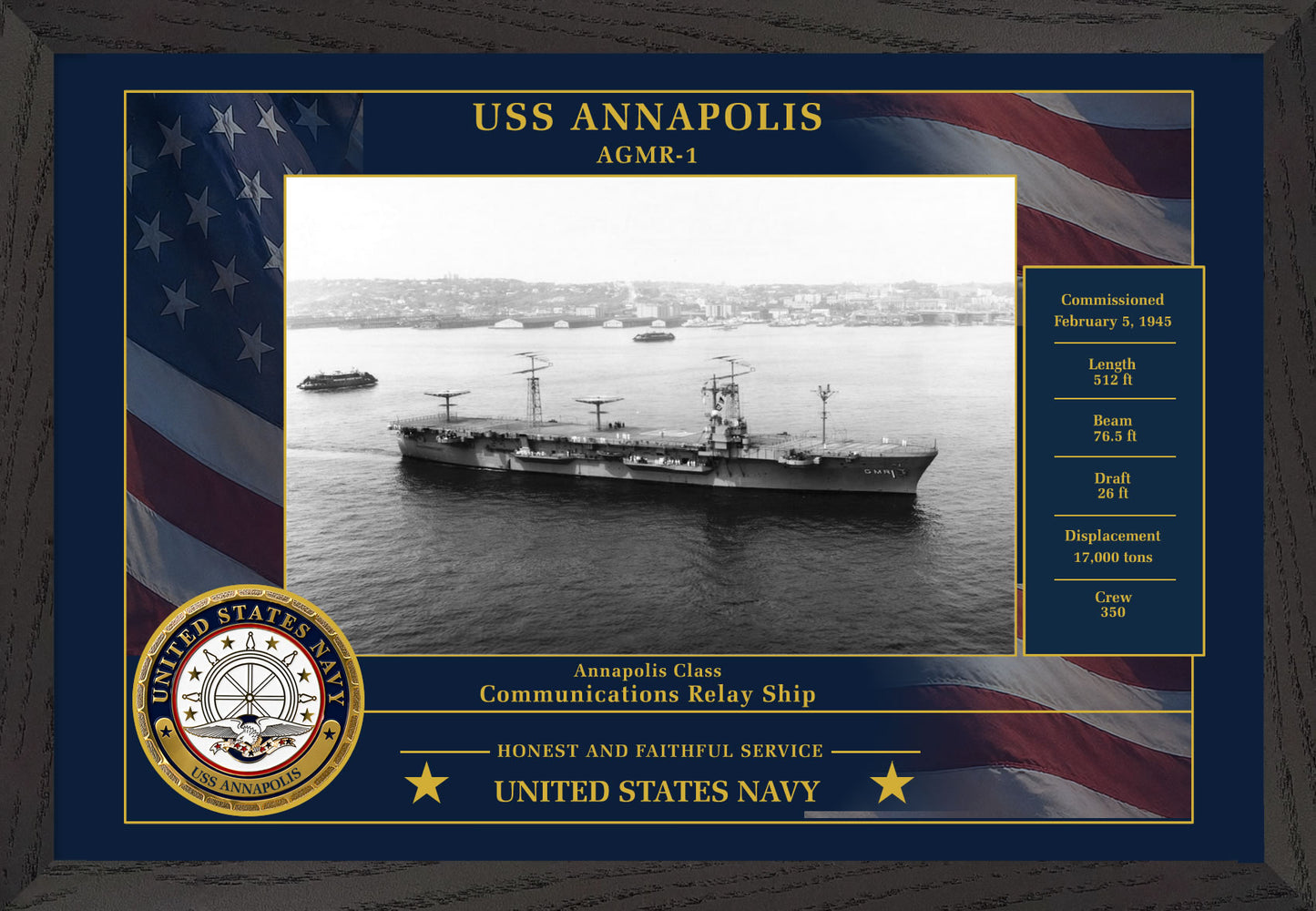 USS Annapolis AGMR-1 Framed Patriotic Photo