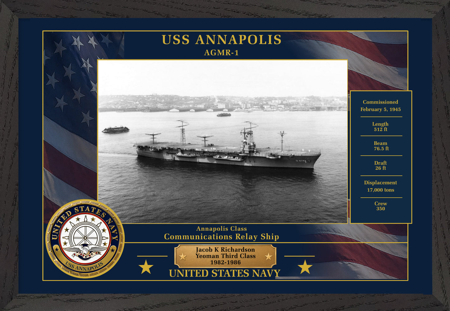 USS Annapolis AGMR-1 Framed Patriotic Photo