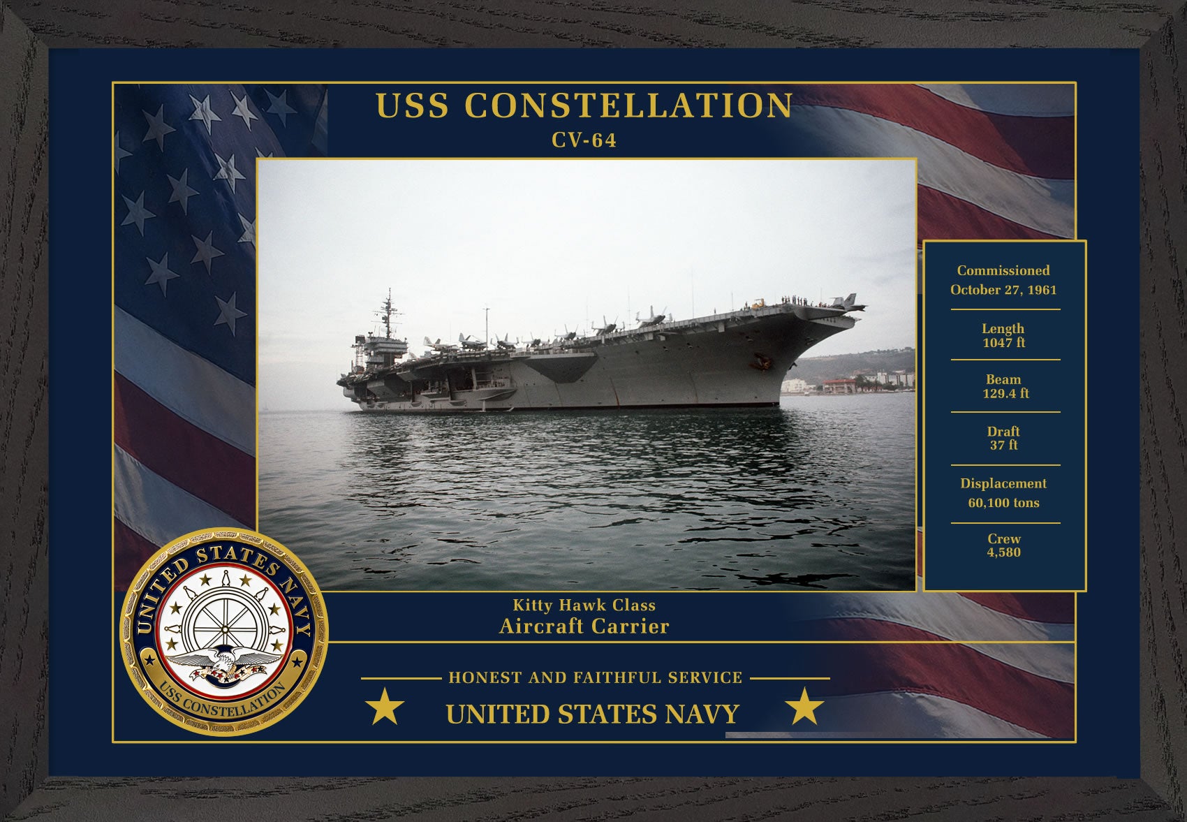 USS Constellation CV-64 Framed Patriotic Photo
