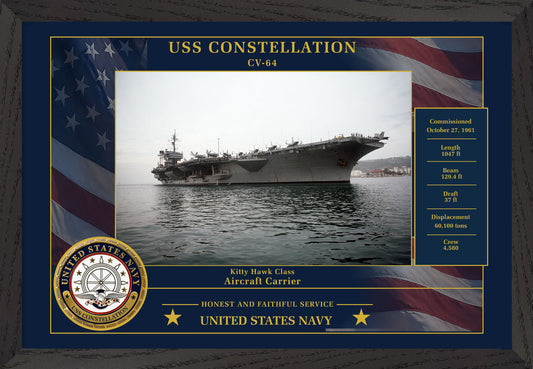 USS Constellation CV-64 Framed Patriotic Photo