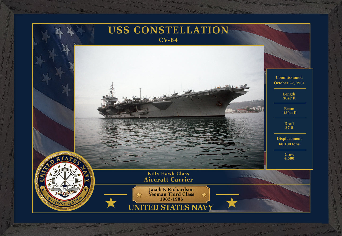 USS Constellation CV-64 Framed Patriotic Photo