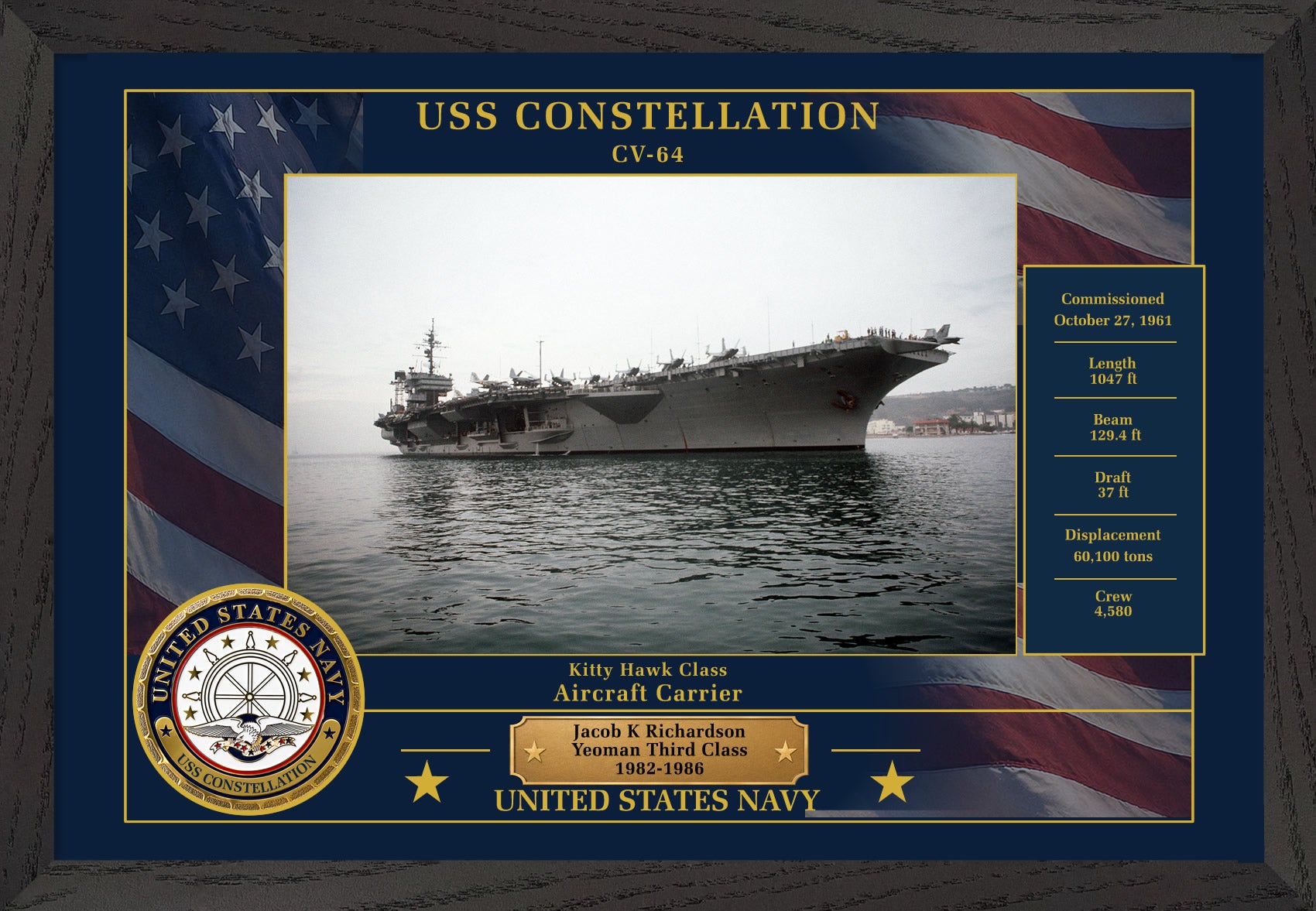 USS Constellation CV-64 Framed Patriotic Photo