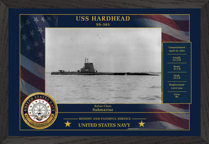 USS Hardhead SS-365 Framed Patriotic Photo