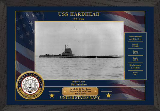 USS Hardhead SS-365 Framed Patriotic Photo