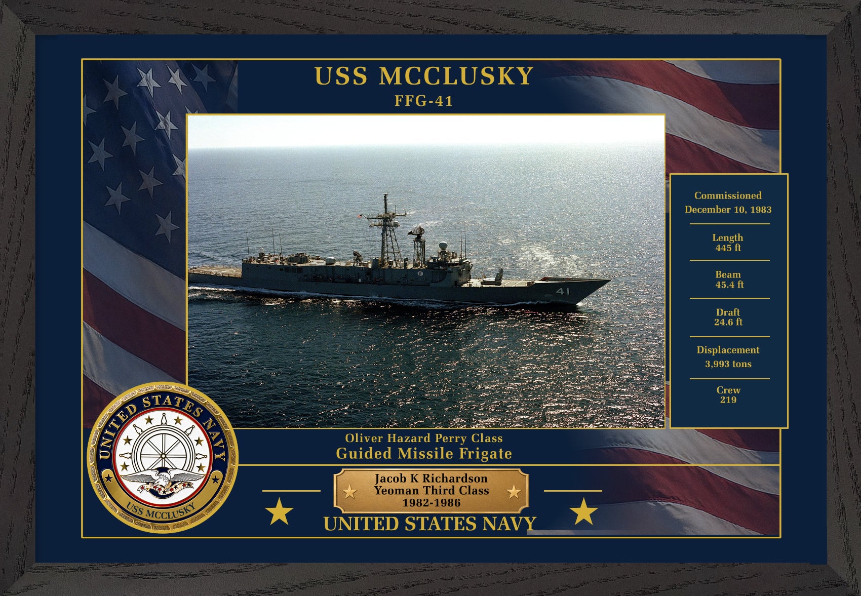 USS Mcclusky FFG-41 Framed Patriotic Photo