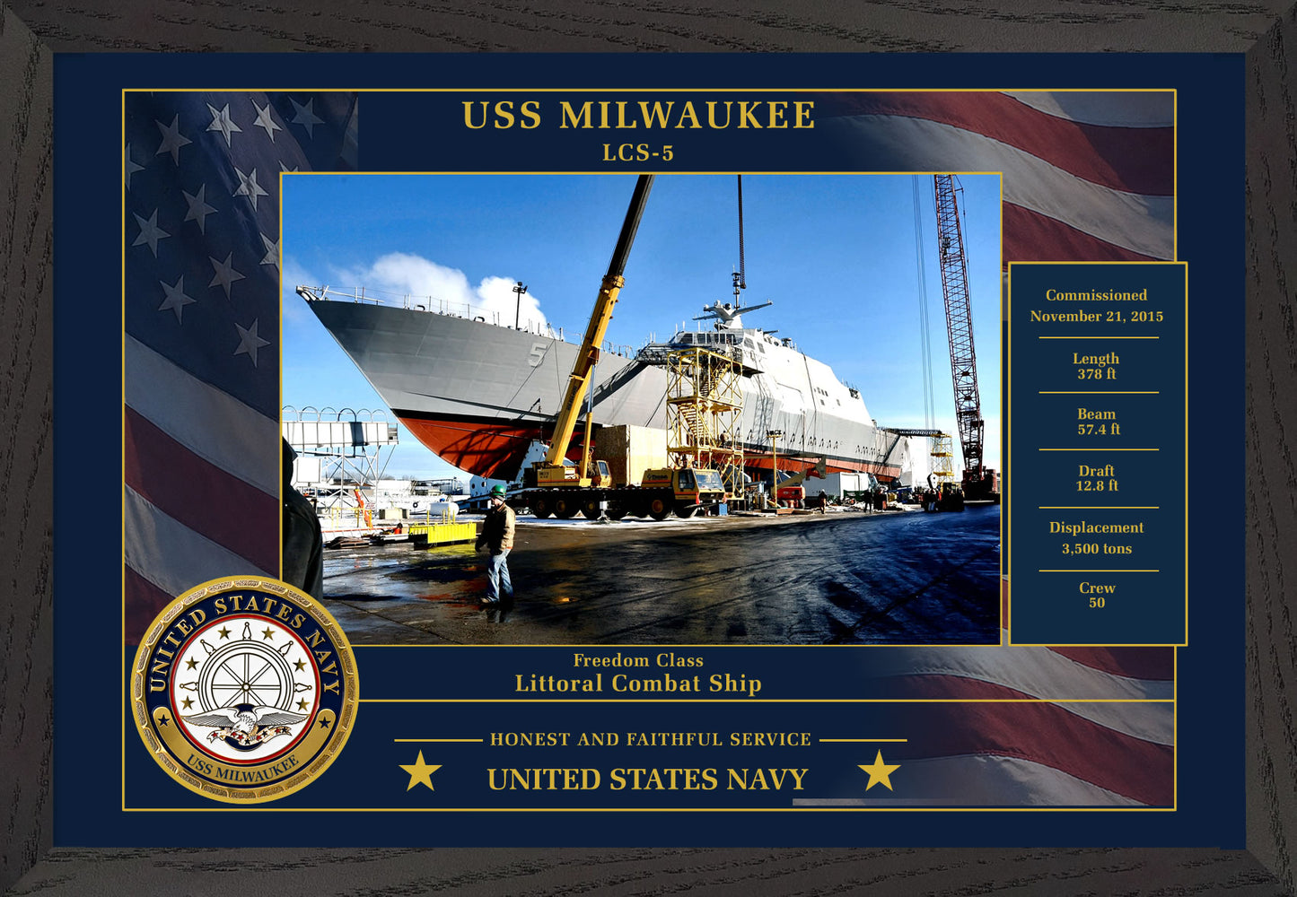 USS Milwaukee LCS-5 Framed Patriotic Photo