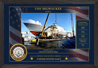 USS Milwaukee LCS-5 Framed Patriotic Photo