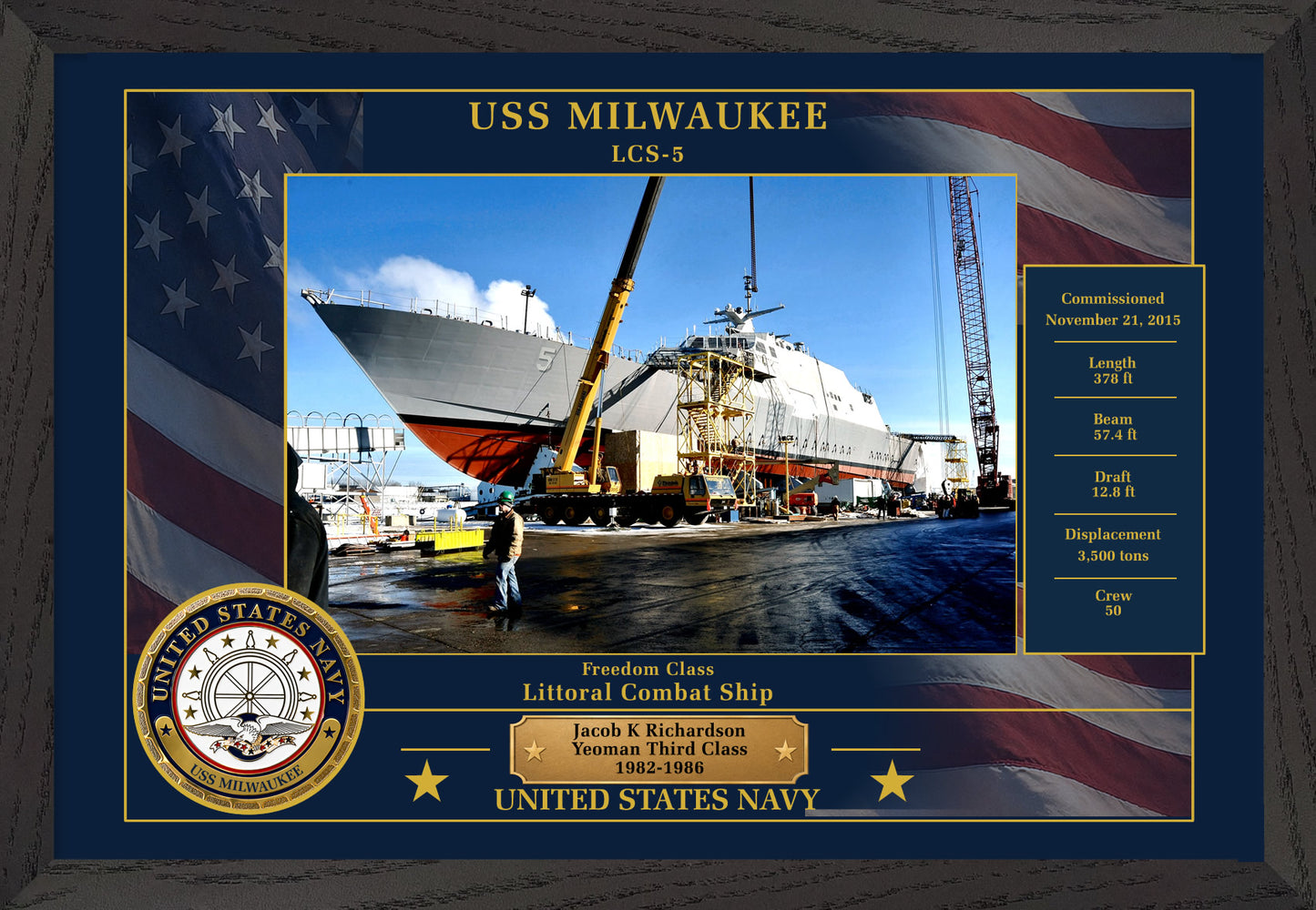 USS Milwaukee LCS-5 Framed Patriotic Photo