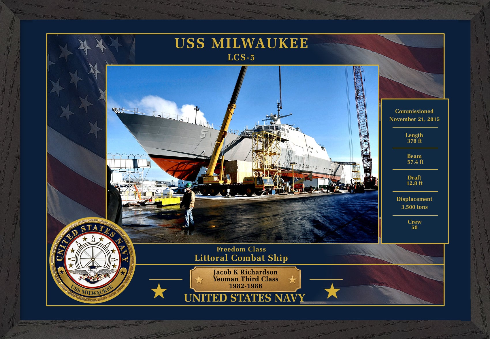 USS Milwaukee LCS-5 Framed Patriotic Photo