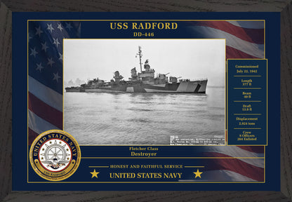 USS Radford DD-446 Framed Patriotic Photo