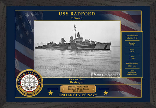USS Radford DD-446 Framed Patriotic Photo