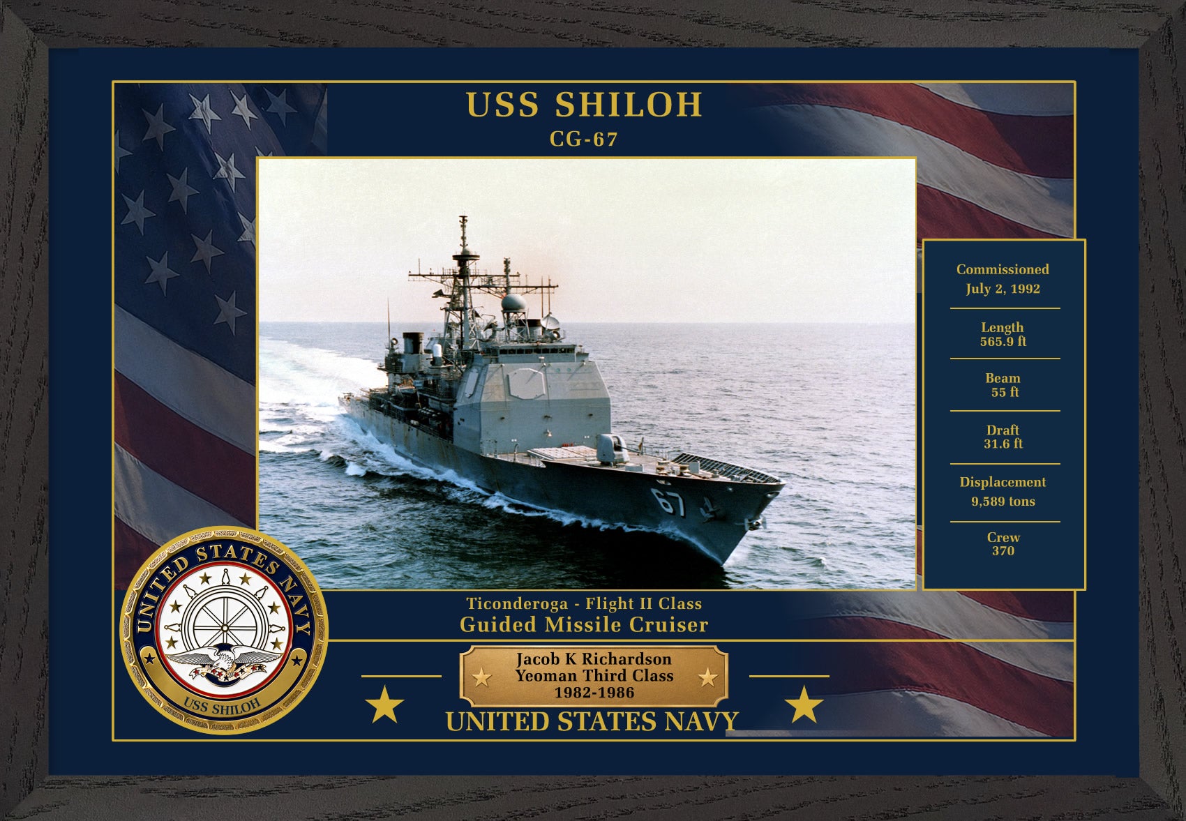 USS Shiloh CG-67 Framed Patriotic Photo