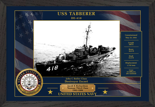 USS Tabberer DE-418 Framed Patriotic Photo