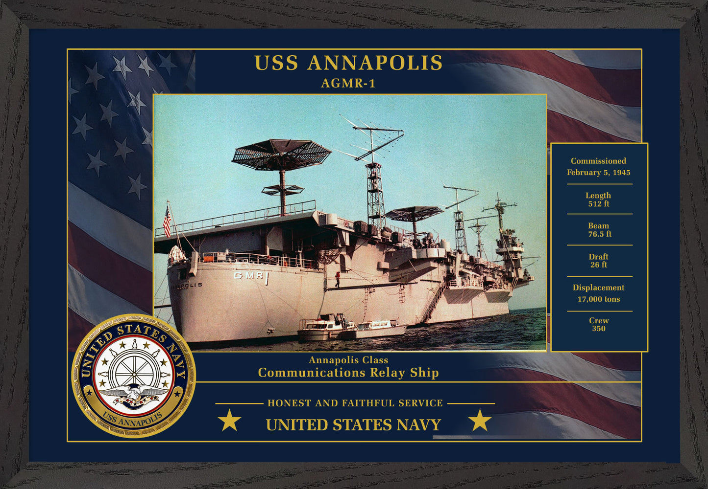 USS Annapolis AGMR-1 Framed Patriotic Photo